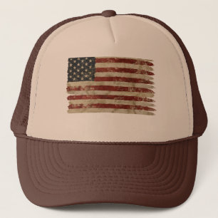 Väderbiten amerikansk flagga keps