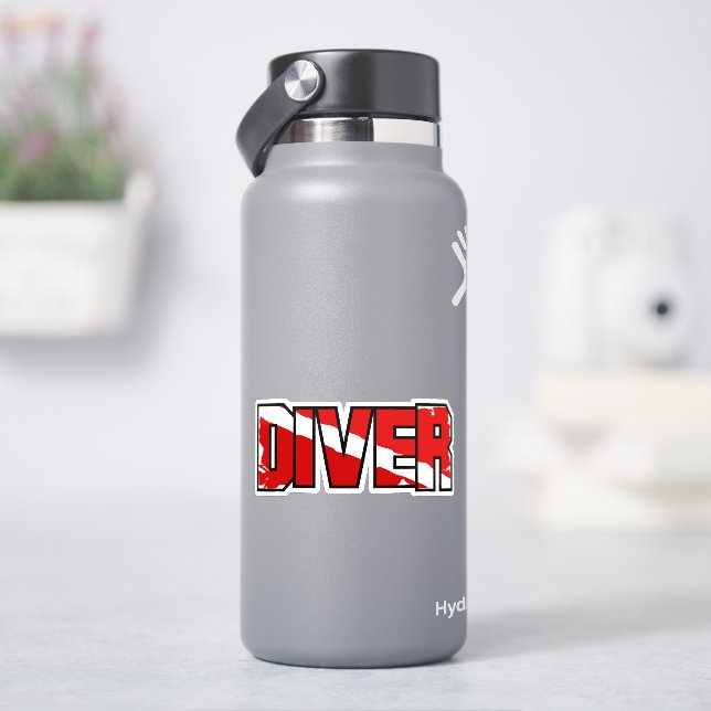 Väderbiten dekal med dykarflagga (HydroFlask)