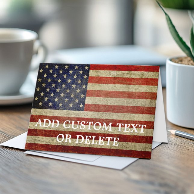 Väderbiten, slitna amerikanska flaggan kort (Custom Greeting Card)
