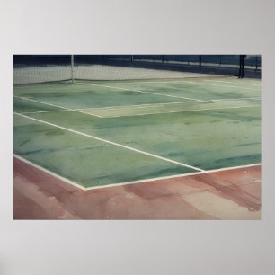 Väderbiten Tennisbana Pickle Ball Konstaffisch Poster