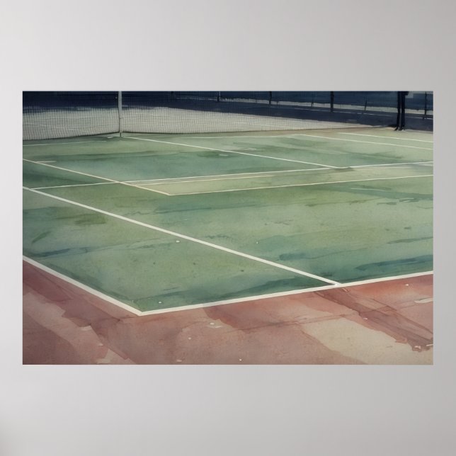 Väderbiten Tennisbana Pickle Ball Konstaffisch Poster (Framsidan)