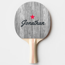 Väderbitet Mörkgrått Trä Gammalt Stjärnmönster Sig Pingisracket