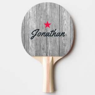 Väderbitet Mörkgrått Trä Gammalt Stjärnmönster Sig Pingisracket