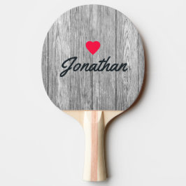 Väderbitet Mörkgrått Trä Vintage Hjärttecken Pingisracket