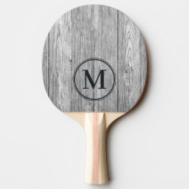 Väderbitet Mörkgrått Trämonogram Pingisracket