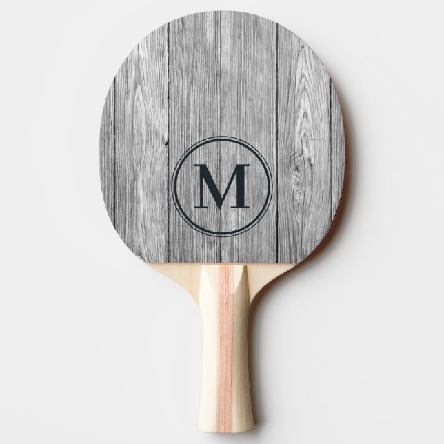 Väderbitet Mörkgrått Trämonogram Pingisracket (Baksidan)