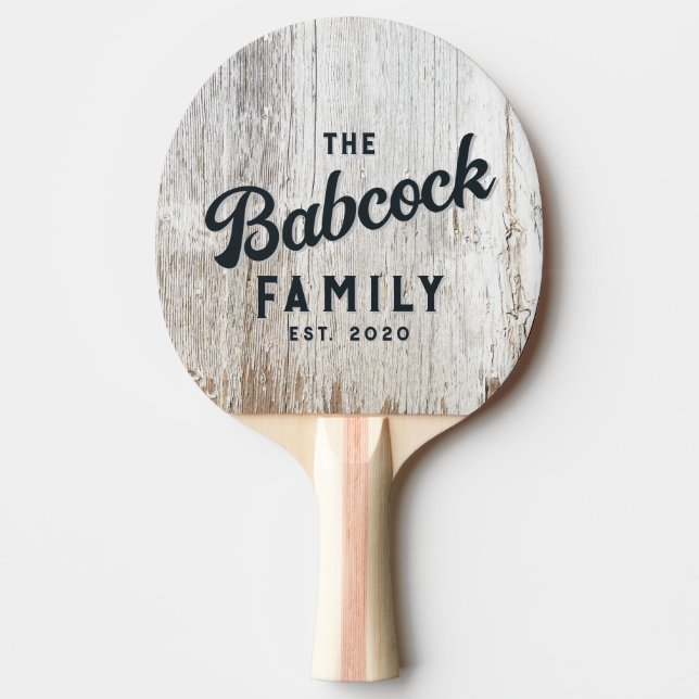 Väderbitet Vitmenat Trä Retro Familjenamn Pingisracket (Framsidan)