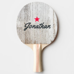 Väderbitet Vitmenat Trä Vintage Stjärna Signatur Pingisracket