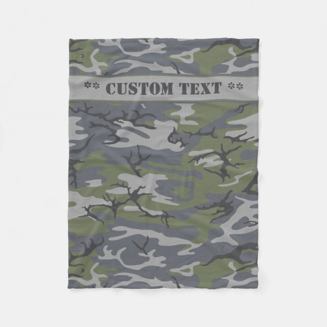 Väderfri Grått Camo w/ Anpassningsbar Text Fleecefilt (Framsidan)