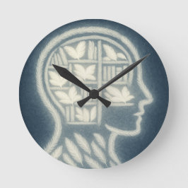 Väderhuvud med glättande vit Bokar (Mörk BG) Rund Klocka