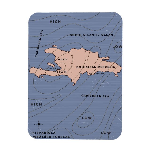 Väderkarta för Hispaniola Magnet (Vertikal)