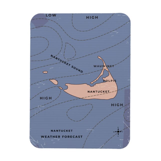 väderkarta för Nantucket USA Magnet (Vertikal)