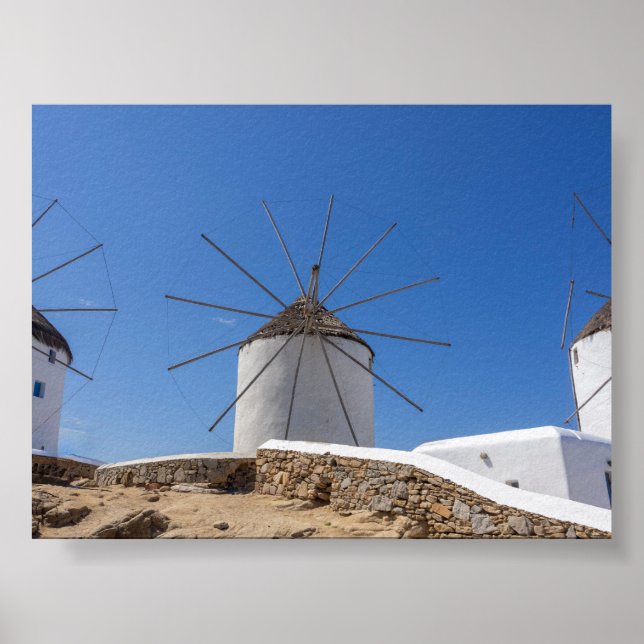 Väderkvarnar på Mykonos Poster (Framsidan)