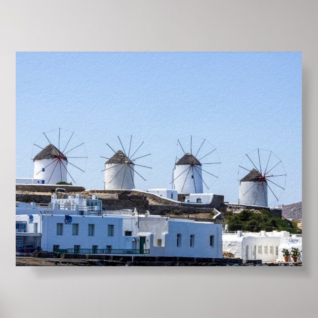 Väderkvarnar på Mykonos Poster (Framsidan)