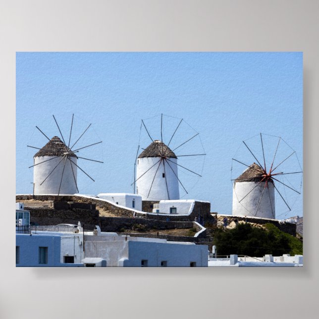 Väderkvarnar på Mykonos Poster (Framsidan)