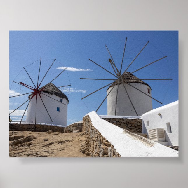 Väderkvarnar på Mykonos Poster (Framsidan)