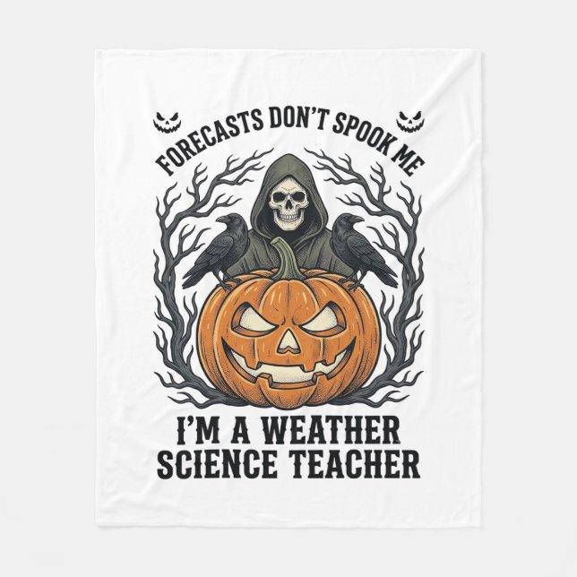 Väderlärare Halloween Kuslig Skördeman Pumpa De Fleecefilt (Framsidan)