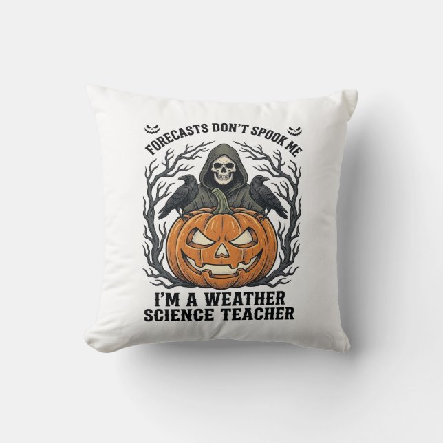 Väderlärare Halloween Kuslig Skördeman Pumpa De Kudde (Framsida)