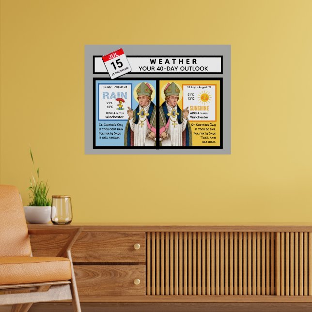 Väderprognos för S:t Swithins dag Poster (Vardagsrum 2)