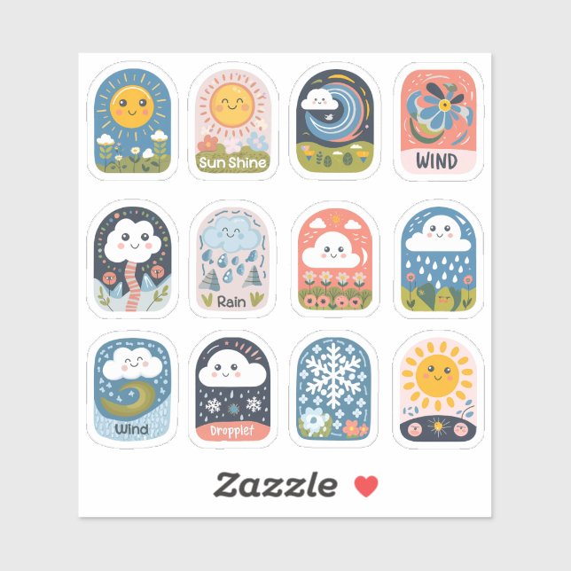 Vädersamling - Design 1 Klistermärken (Ark)