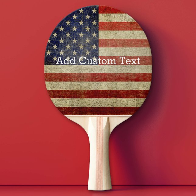 Väderstyrd, nordamerikansk Flagga Pingisracket (Custom Ping Pong Paddle with Vintage American Flag)