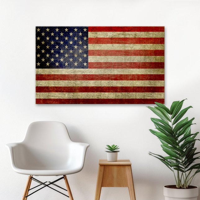 Väderstyrd, nordamerikansk Flagga Poster (Vintage American Flag)