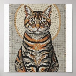 Väderstyrd Tabby katt Mosaic Poster