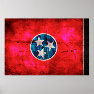 Väderstyrd Vintage Tennessee Statlig flagga Poster