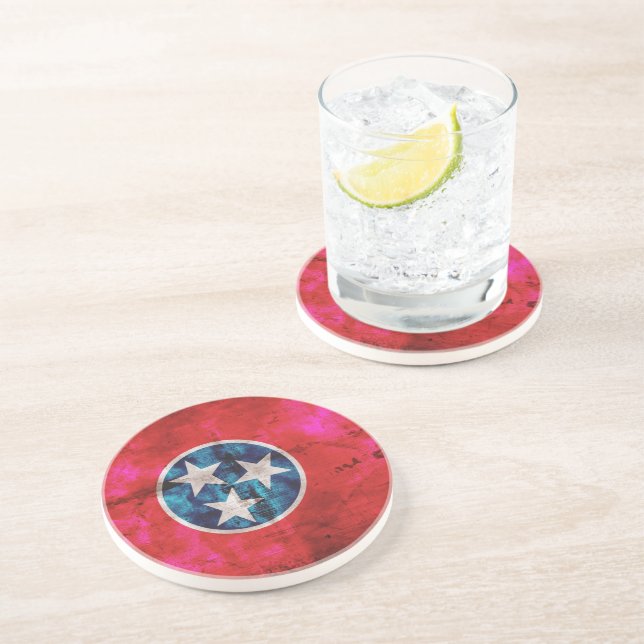 Väderstyrd Vintage Tennessee Statlig flagga Underlägg Sandsten (Sidan)