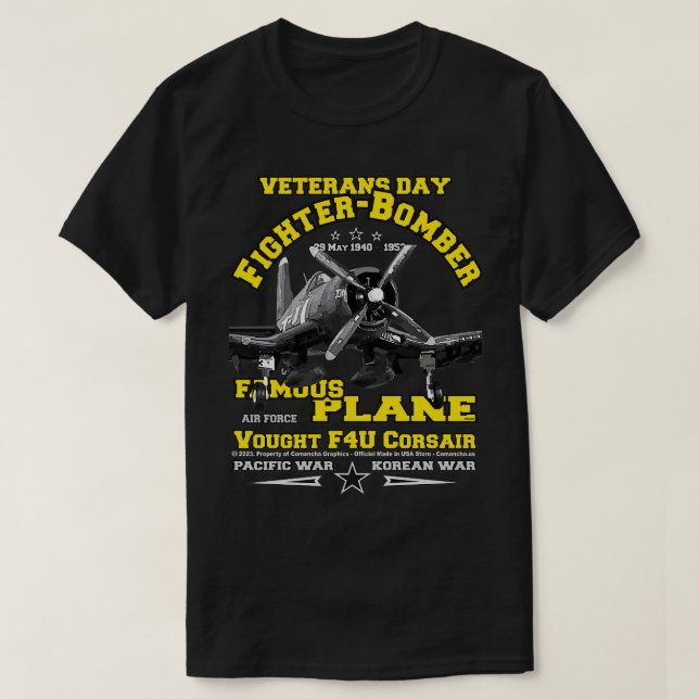 Vadow F4U Corsair WW2 Fighter T Shirt (Design framsida)