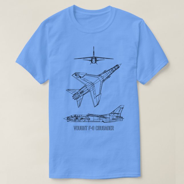 Vadow F8 Crusader American Jet Flygplan Blueprint  T Shirt (Design framsida)