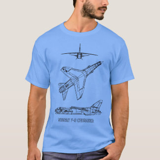 Vadow F8 Crusader American Jet Flygplan Blueprint  T Shirt
