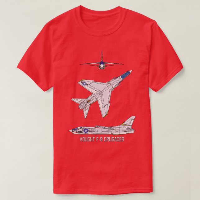 Vadow F8 Crusader American Jet Flygplan Diagram Gi T Shirt (Design framsida)