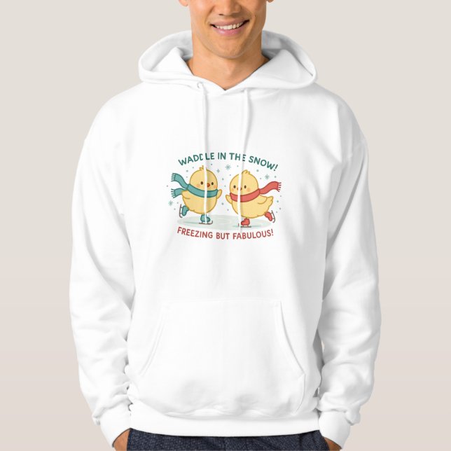 Vadra i snö Kycklingar Jul Sweatshirt  (Framsida)