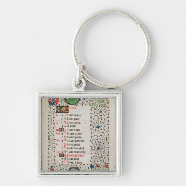 Vädur och en man som avverkar träd fyrkantig silverfärgad nyckelring (Framsidan)