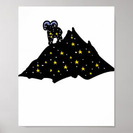 Vädur på Space Mountain | Kosmisk silhuettposter Poster