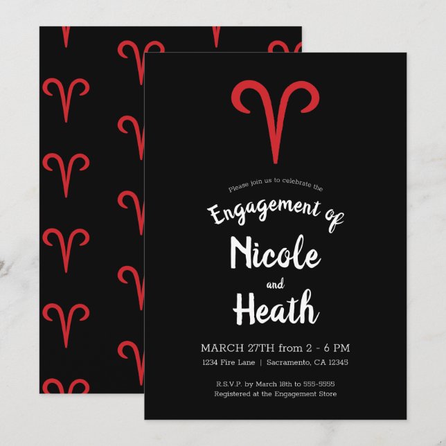 Väduren Bagge Stjärntecken Mars April Astrologi Fö Inbjudningar (Fram/baksida)