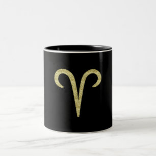 Väduren Baggen Guld Krusig Eld Tegn Astrologi Två-Tonad Mugg