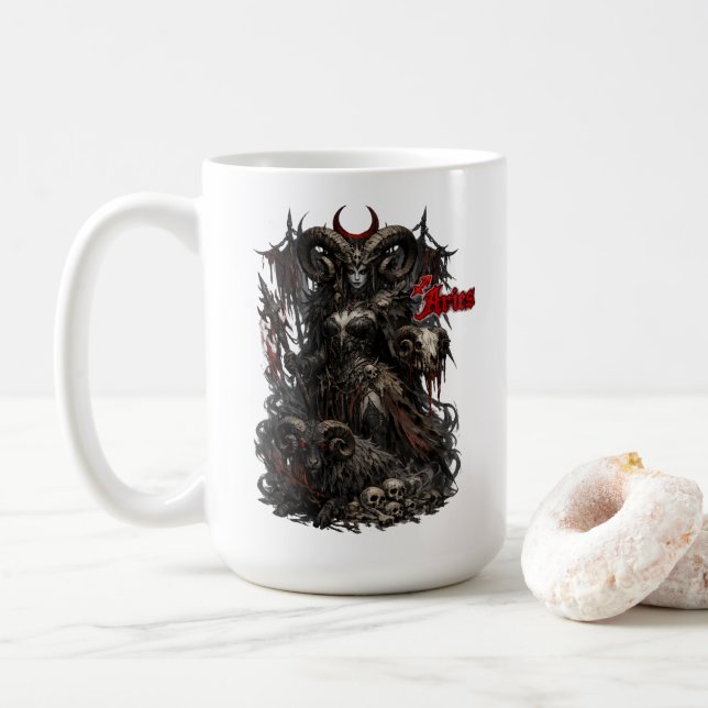 Väduren — Den Hornprydde Förebådar Kaffemugg (Med munk)