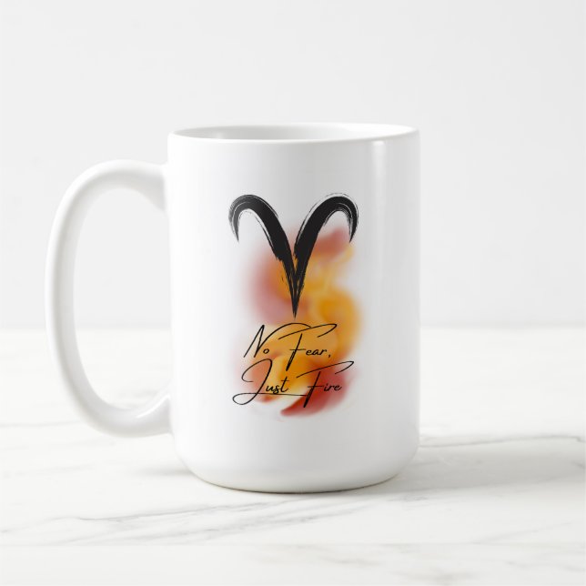Väduren 'Ingen Rädsla, Bara Eld' Zodiakstolthet Kaffemugg (Vänster)