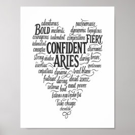 Väduren Landskapsaffisch | Zodiak Word Cloud Konst Poster