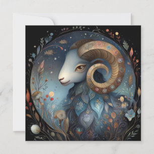 Väduren Ram Zodiak Astrologi Mystisk Födelsedag Kort
