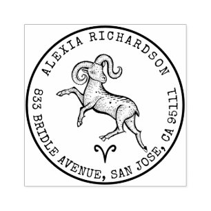 Väduren rammar returadressen för Zodiachand Stämpel