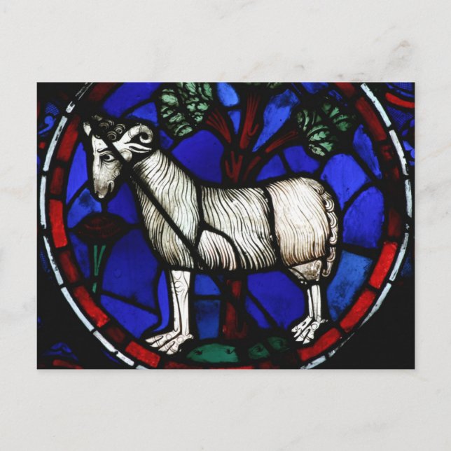 Väduren Zodiak Glasmosaik Notre-Dame de Paris Dato Vykort (Framsida)