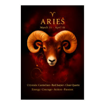 Väduren Zodiak Kristall Poster Papper (Semi-Glans)