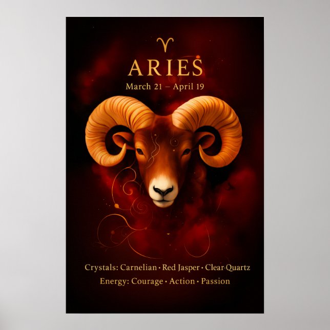 Väduren Zodiak Kristall Poster Papper (Semi-Glans) (Framsidan)