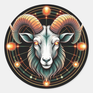 ♈ Väduren Zodiak Tecken Fet Astrologi Symbol ♈ Runt Klistermärke