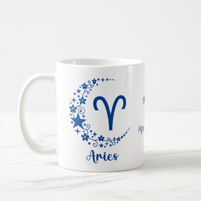 Väduren Zodiakens tecken Astrologi Födelsedag Blå  Kaffemugg (Vänster)