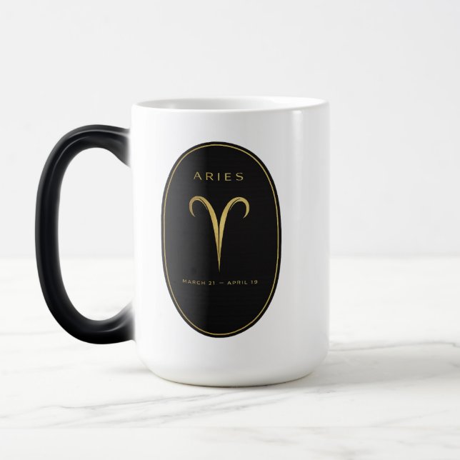 Väduren Zodiakmugg – Svart & Guld Lyxemblem | Bl Magisk Mugg (Vänster)