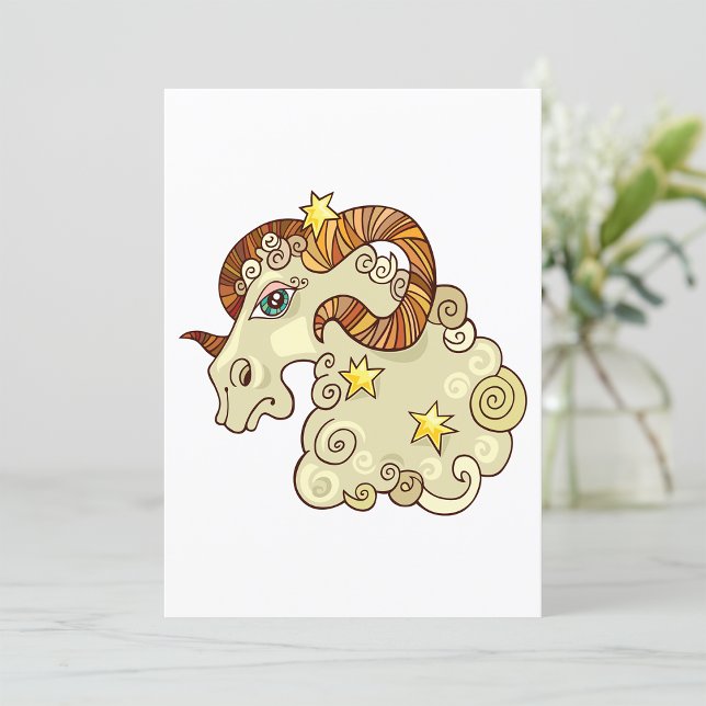 Väduren Zodiakus Vädur Färgrik Astrologisk Inbjudningar (Skapare uppladdad)